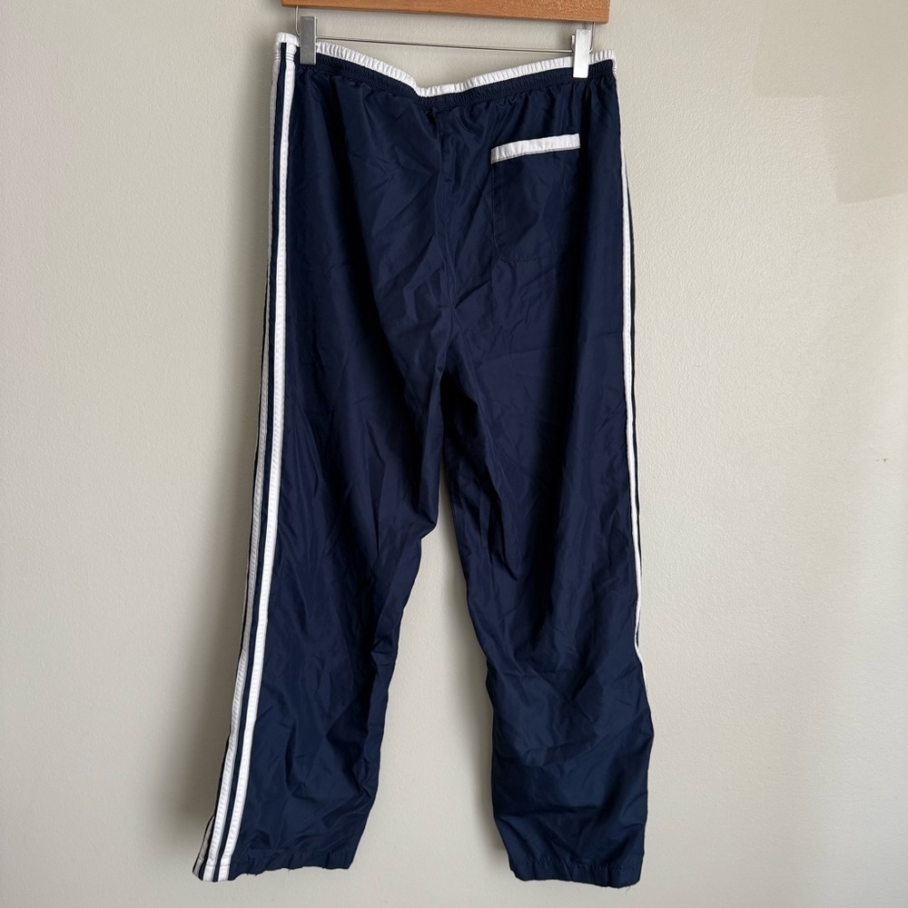 Vtg Y2K Adidas windbreaker wide leg nylon track pant navy white size large - Picture 2 of 7